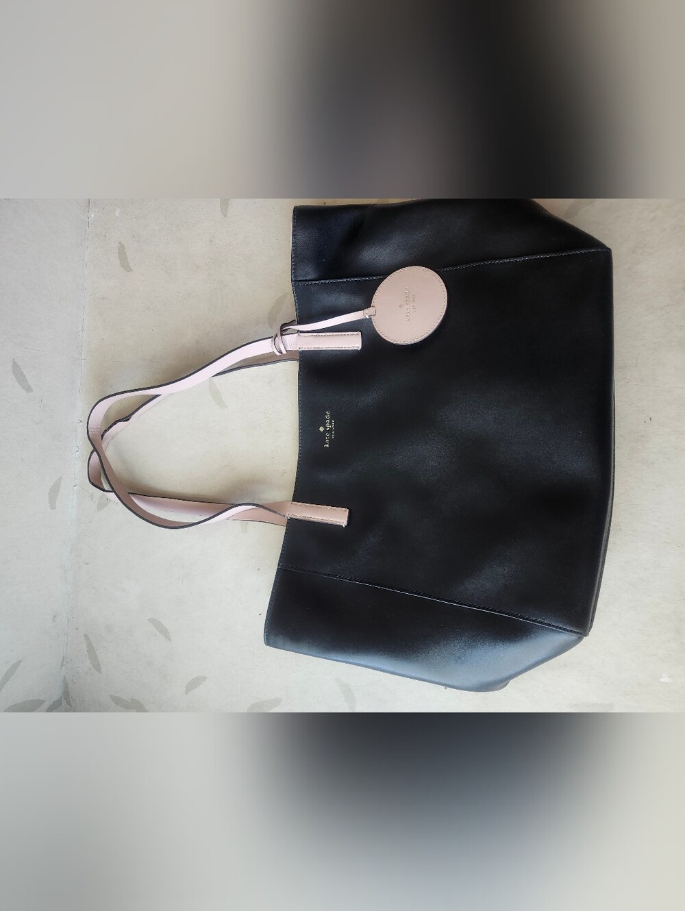 kate spade Black Tote with Light Pink Straps